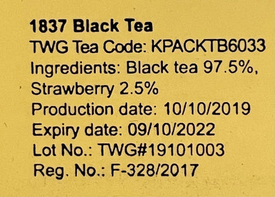 1837 Black Teabags (15 Teabags)