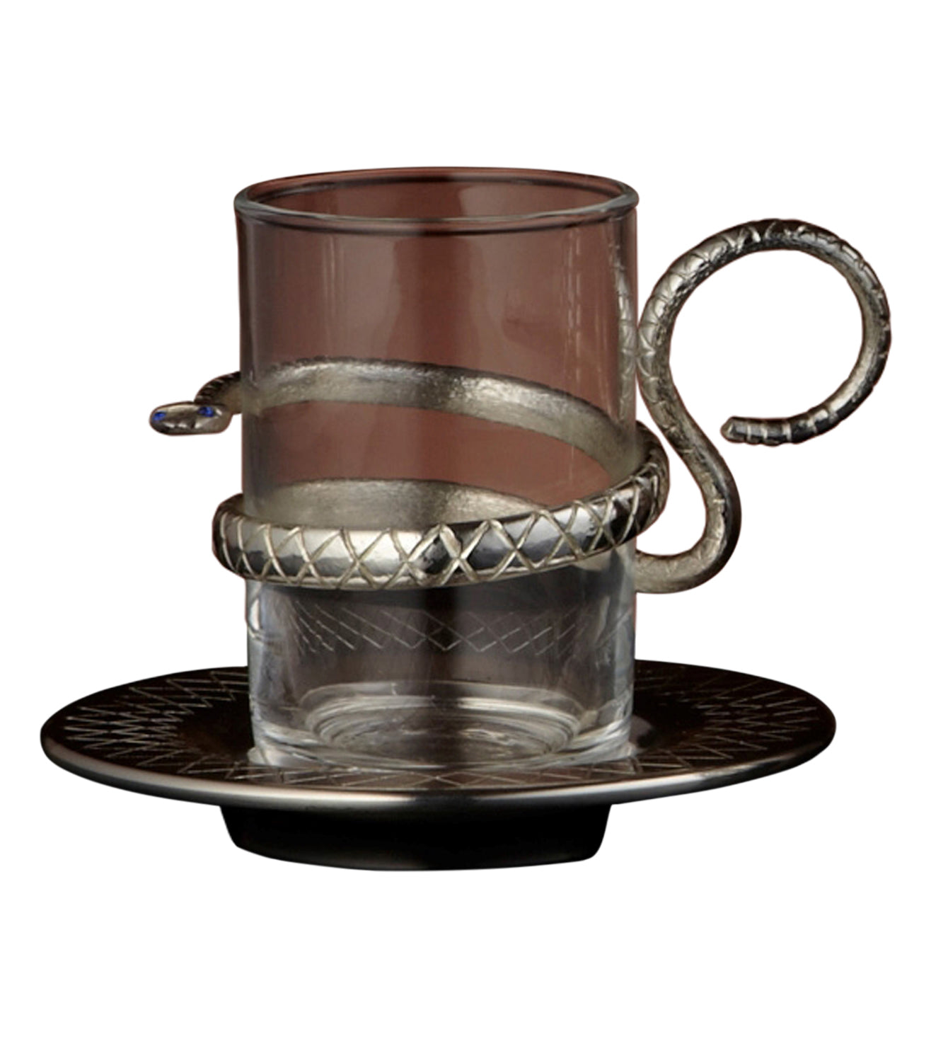 Sahara Teacup and Saucer in Silver